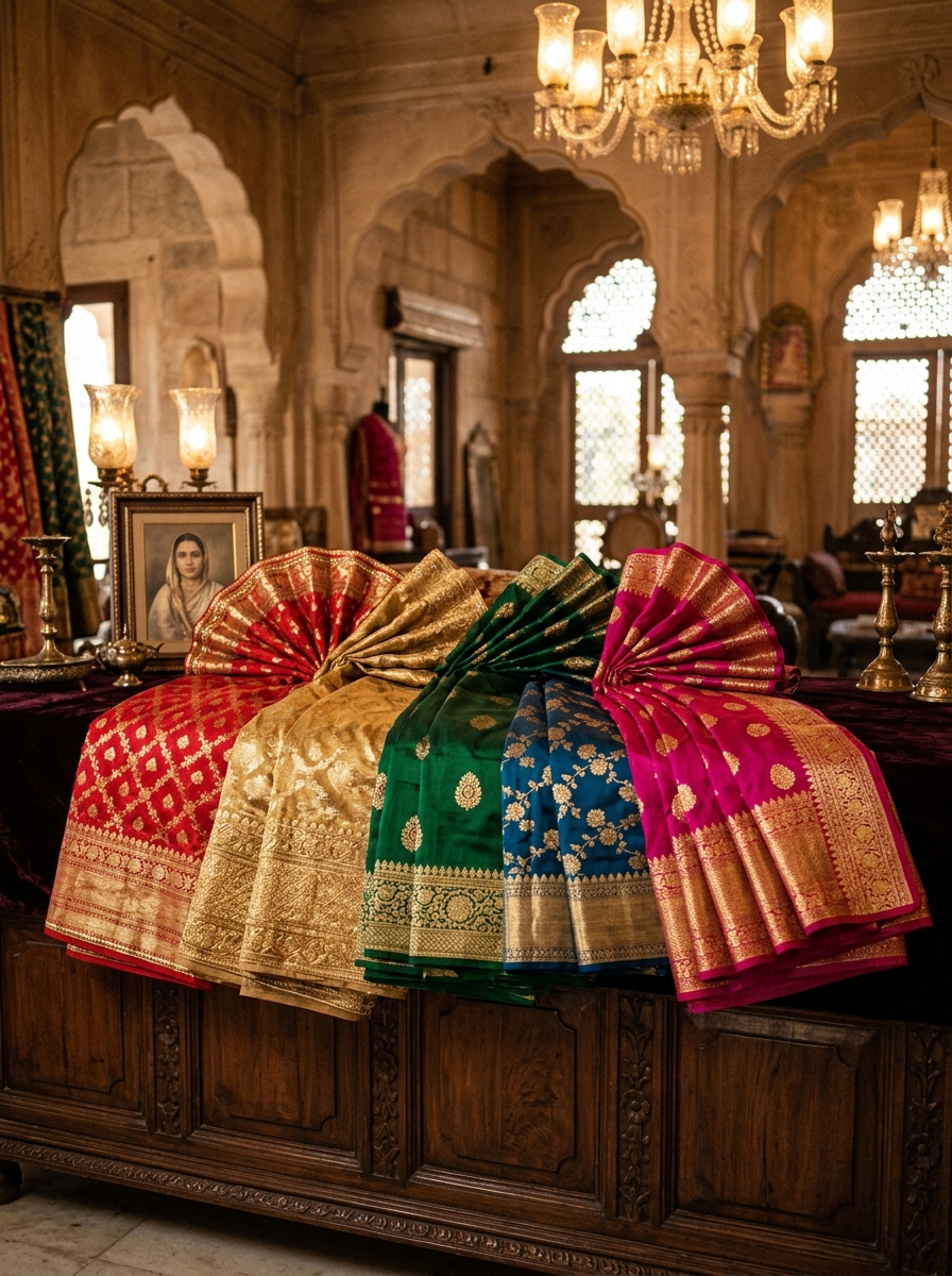 Handcrafted Indian sarees in vibrant custom color spectrum